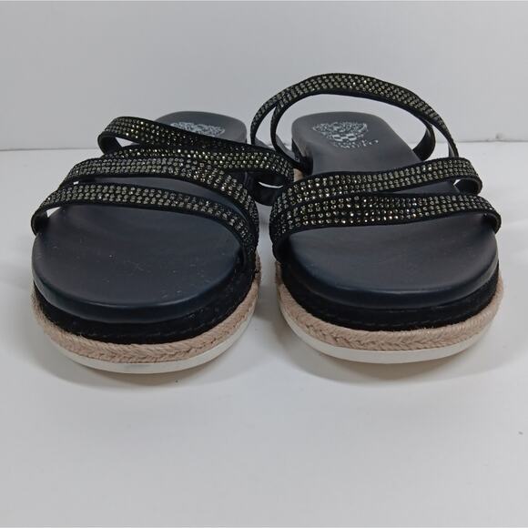 Vince Camuto Rallsan Leather Rhinestone Sandals Black size 8 - Picture 2 of 11